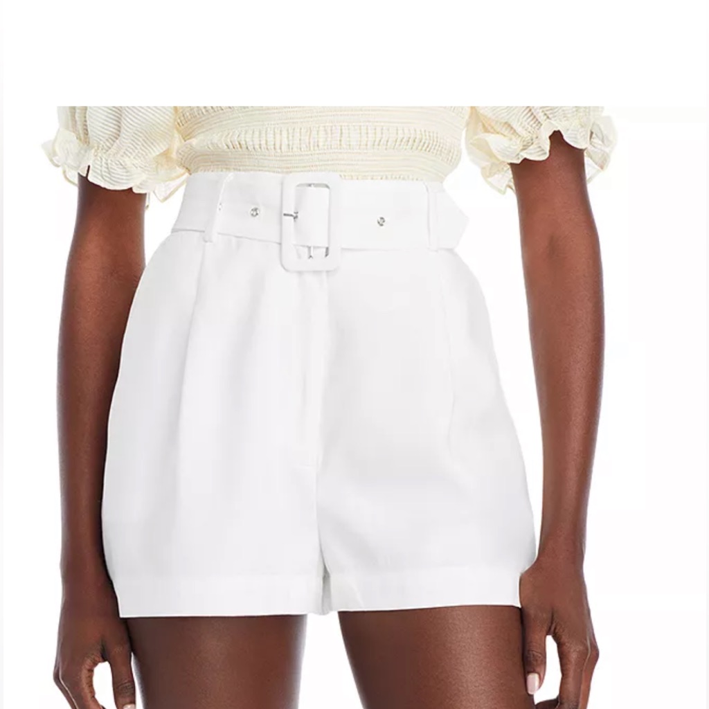 Wayf Titus Belted White Shorts Linen Shorts Size Large